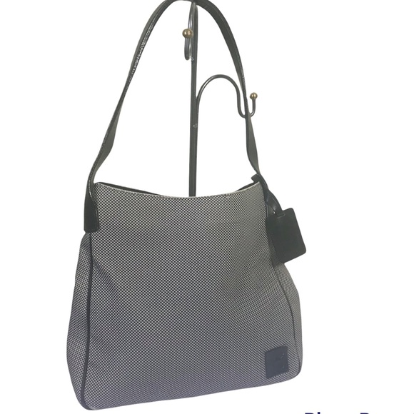 Bally Shoulder Hobo Bag Leather Tweed Canvas Logo FOB Tag Italy Tote Purse Silvr - Picture 1 of 16